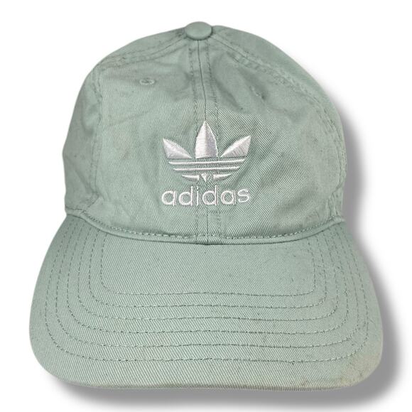 Adidas Hat Cap Strapback Mint Green Adjustable Adult Embroidered Trefoil Mens - Picture 1 of 5